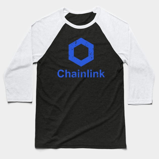 Chainlink LINK Distressed Cryptocurrency Baseball T-Shirt by BitcoinSweatshirts